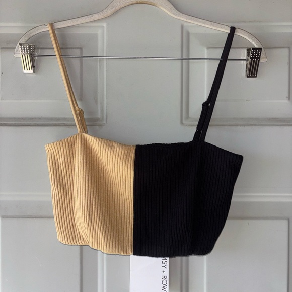 Whimsy + Row Tops - Whimsy + Row black/tan Lennon bandeau tank size M